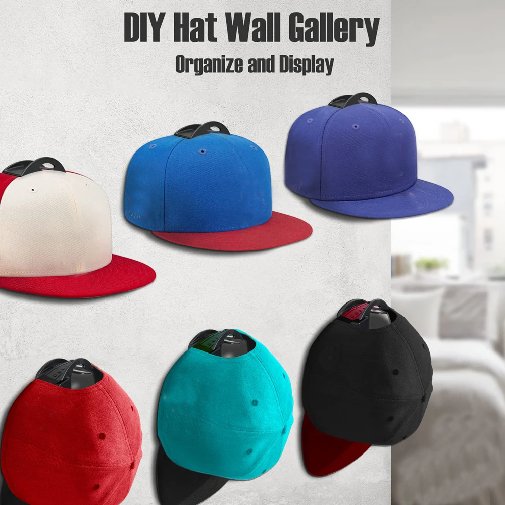 10Pcs Hat Holder Sticky Wall Mount Hook For Baseball Cap Casual Hat Storage Box No Drilling Paste Portable Hat Hanger