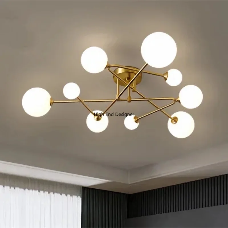 

Modern Cigarette Ash Amber Glass LED Ceiling Chandelier Living Room Bedroom Attic Pendant Lamp Home Decoration Lighting Fixtures