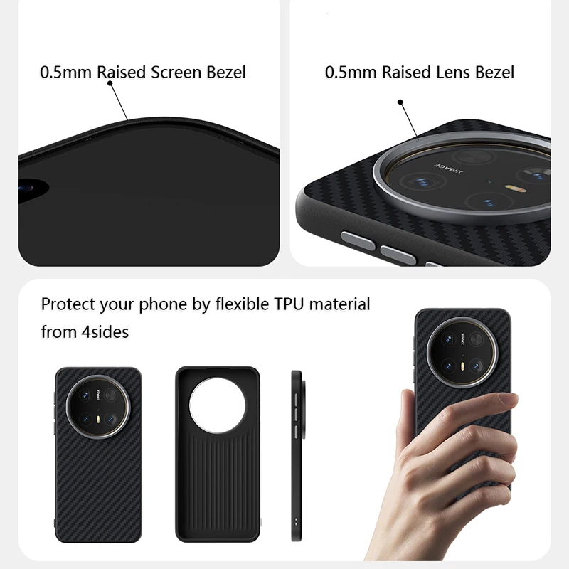 สําหรับ Huawei Mate 70 Pro คาร์บอนไฟเบอร์กรณี Slim กันกระแทก Magsafe Magnetic Wireless Charger กรณีเลนส์โลหะ DROP Test Grip Funda