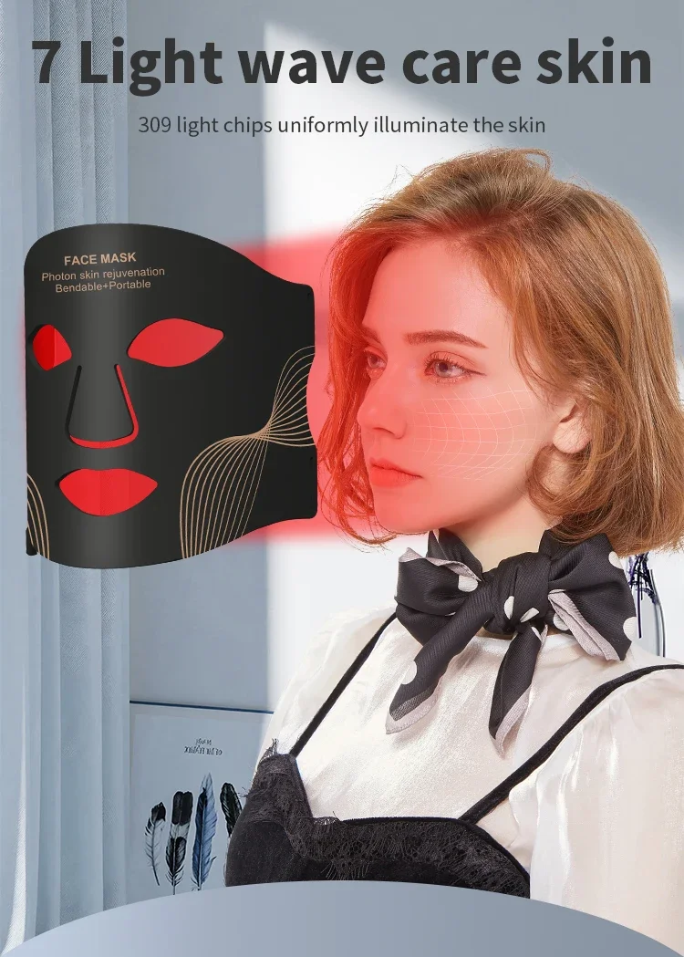 7-kleuren LED-masker Gezicht Rood licht Fotontherapie Flexibele siliconen Huidverjonging Whitening Verbetering van gezichtsrimpels Machine