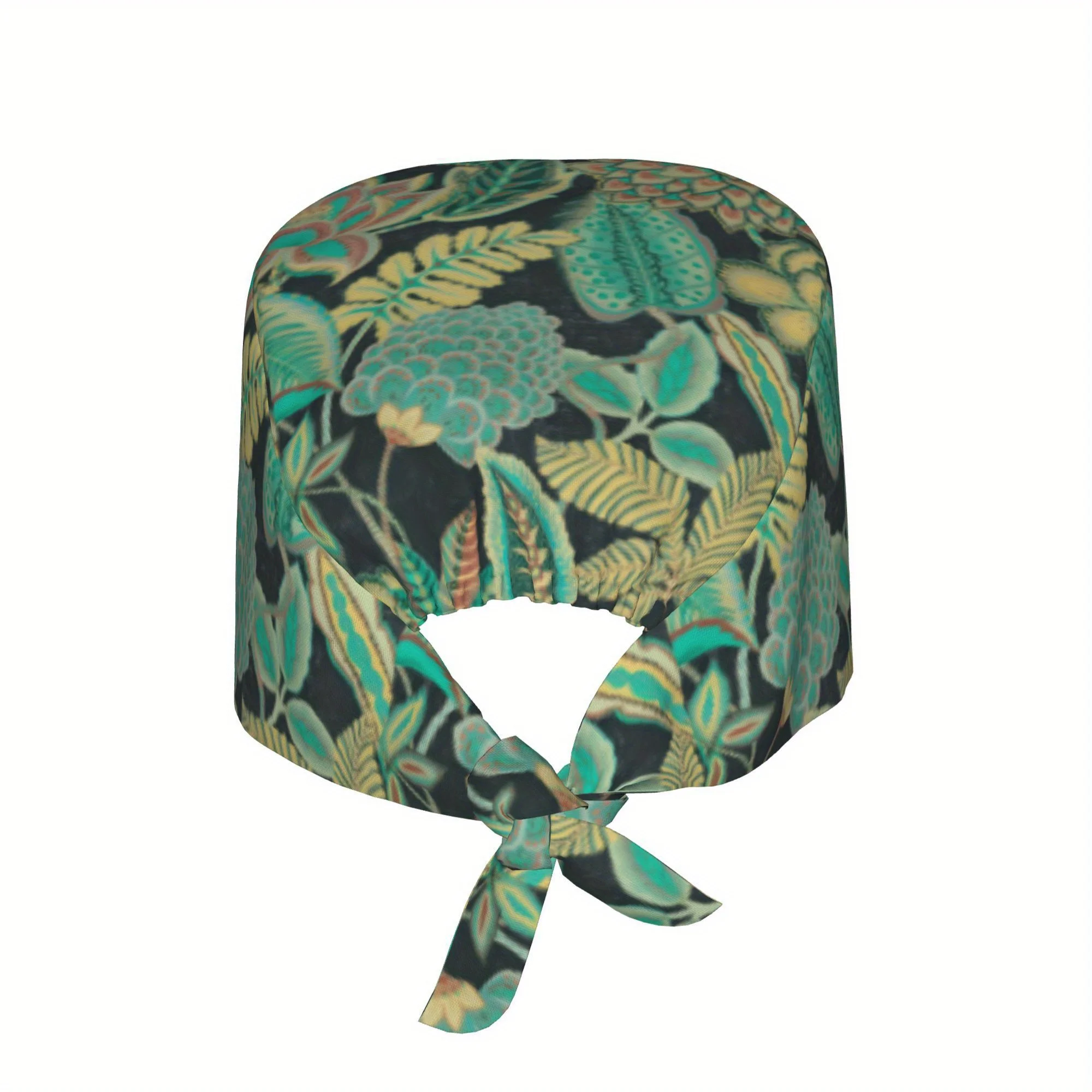 1pc Flower Women's Stylish Printed Work Cap - Lightweight Adjustable Skull Cap, Tie-Back Nurse Hat, Dustproof Chef & Cooking Cap