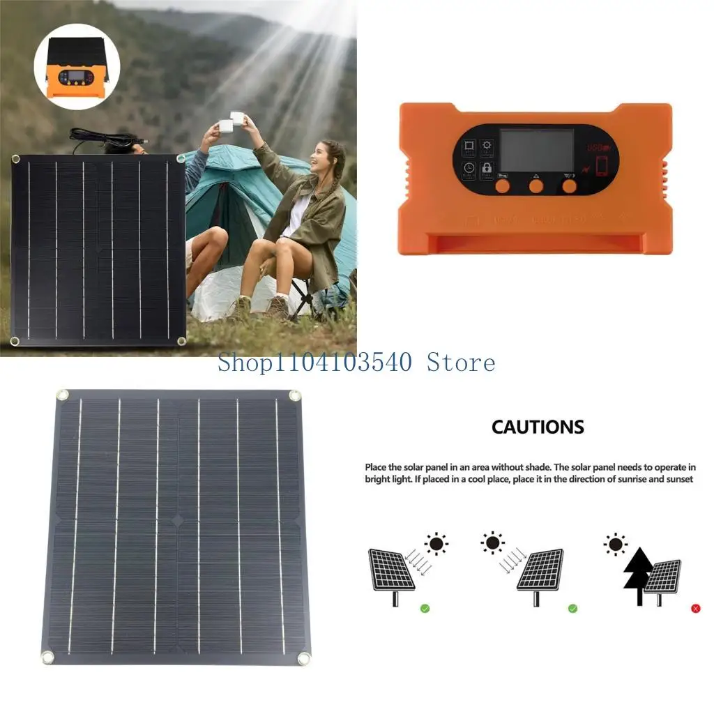 02DC Portable Outdoor Emergencies Power 25W 18V Waterproof Monocrystalline Solar Panel Kits Battery Unfettered Direct Drive