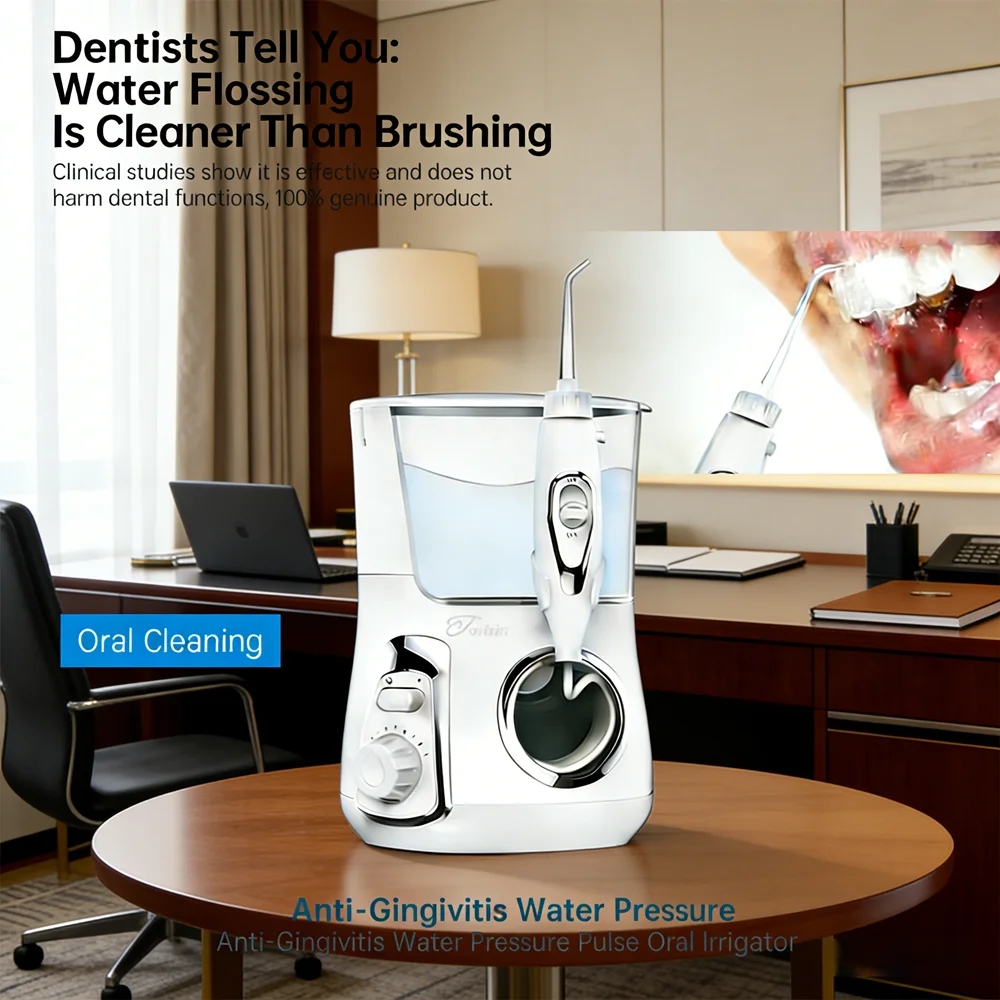 

Электрический ирригатор для полости рта Countertop Oral Care Spa Device, 800 мл, 10 режимов, 5 сменных насадок для семейного ухода за зубами