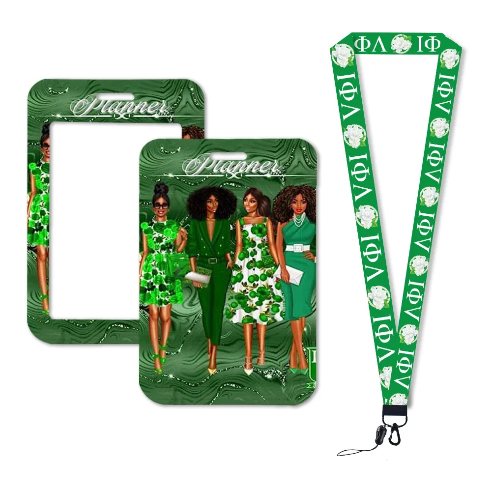 New Arrival Lota Phi Lambda Sorority Pattern Card Holder Badge Holder Certificate Work Card Holder With Lanyard Gift Accessories