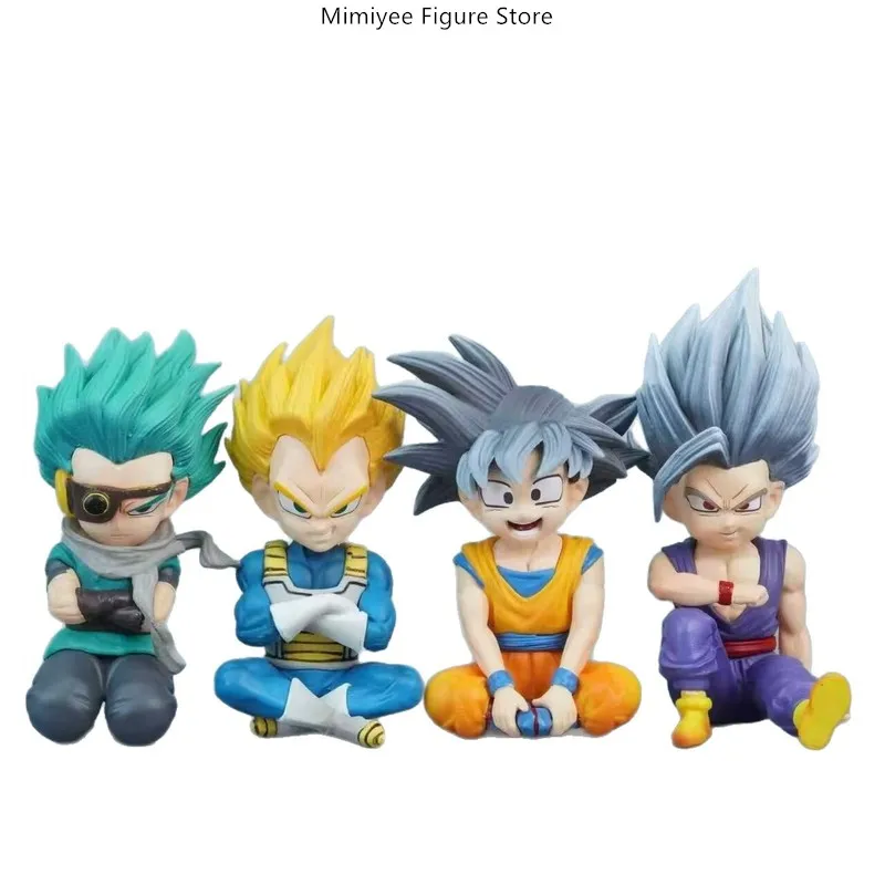 9cm Dragon Ball Saiyan Goku Granola Vegeta Bestia Gohan Linda Ver Sentado Posa Anime Figura Modelo Estatua