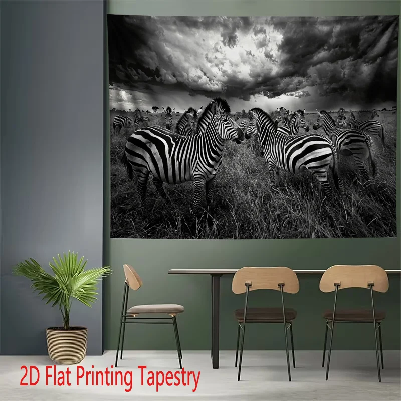 Realistic Zebra Safari Tapestry Wall Decor Black and White Photo Print Home Wall Hanging Canvas 180x280cm