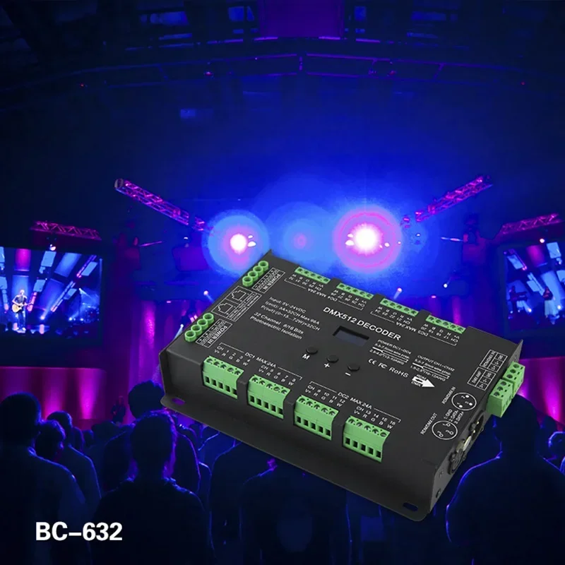 Imagem -03 - Bincolor-dc Led Decodificador Controlador para Cor Única ct Rgb Rgbw Luzes de Tira Led Bc632 cv 32 ch Dmx 5v24v 3a x 32ch Dmx512