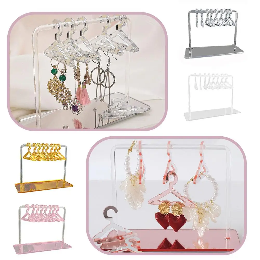Mini Jewelry Display Stand Creative Acrylic Ear Studs Organizer Simple Elegance Mini Coat Hanger Rack For Home Shop Counter I9U1