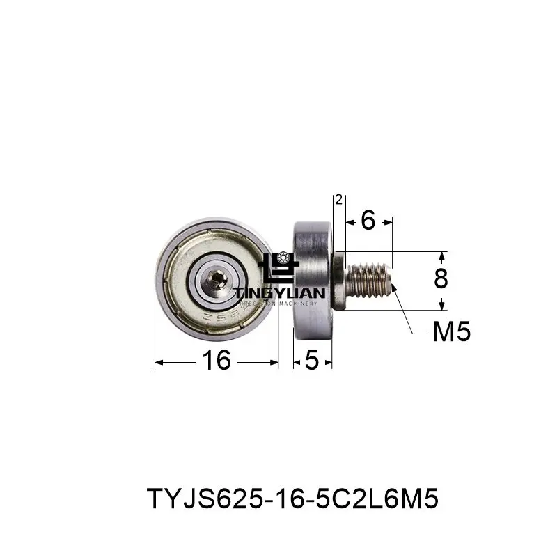 OD16 StainlessSteel Hex Hexagon Socket Cap Head Shoulder RollerBearingScrew Allen Bolt M4 M5 M6external Thread Guide Pulley625