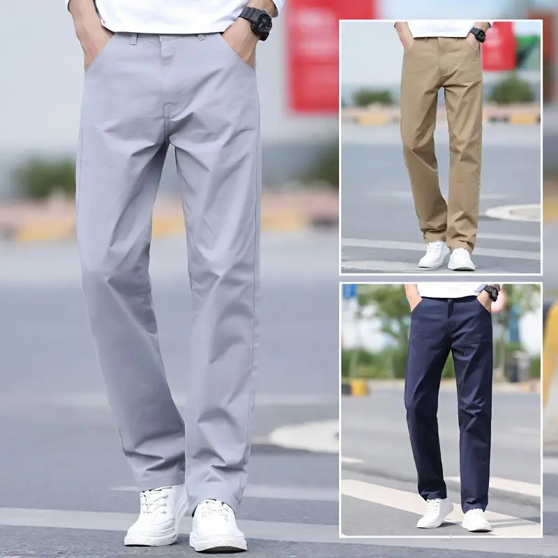 Spring Summer Men\'s 2023 Oversized Solid Pure Cotton Casual Straight Tube Loose Wide Leg Long Fashion New in Pants