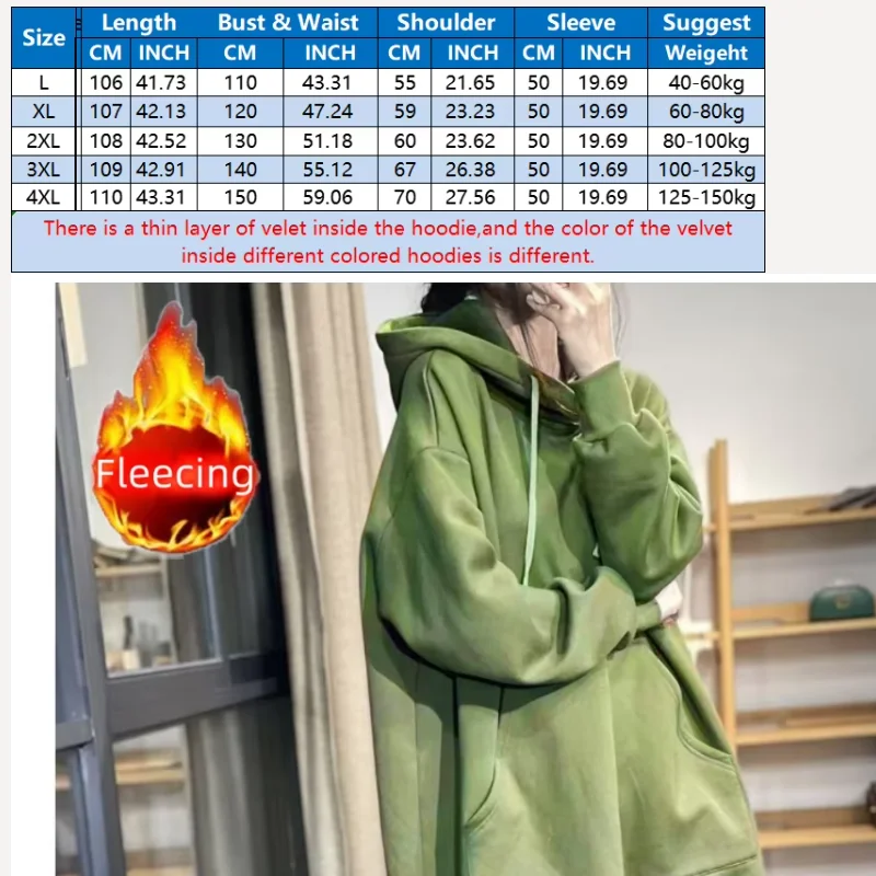 Plus Size Pullover Dress Oversize Thick Warm Women's Hoodies Autumn Loose Hoodies Sweatshirts Long Sleeve Streetwear Sports New