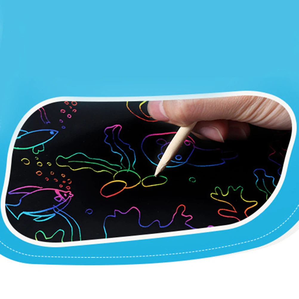 

10Pcs Scratch Paper Drawing Set Colorful Rainbow Art Paper Bamboo Pens Ideal Gift For Kids Imagination Development