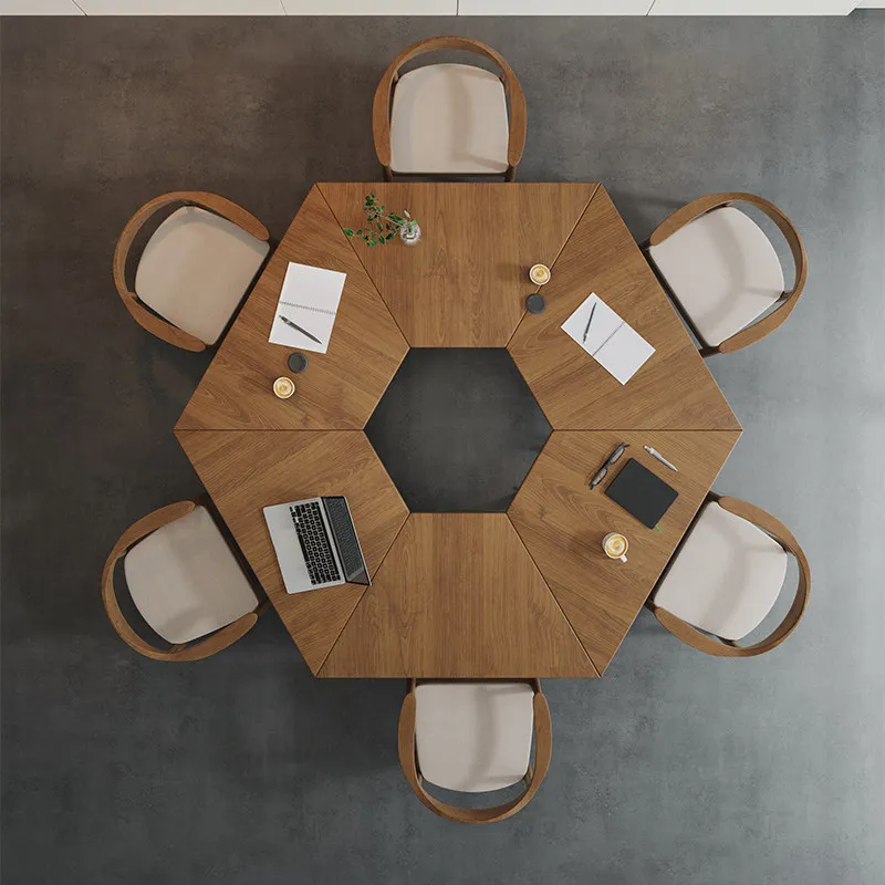 Pure solid wood movable splicing folding conference table, office combination training table negotiation table