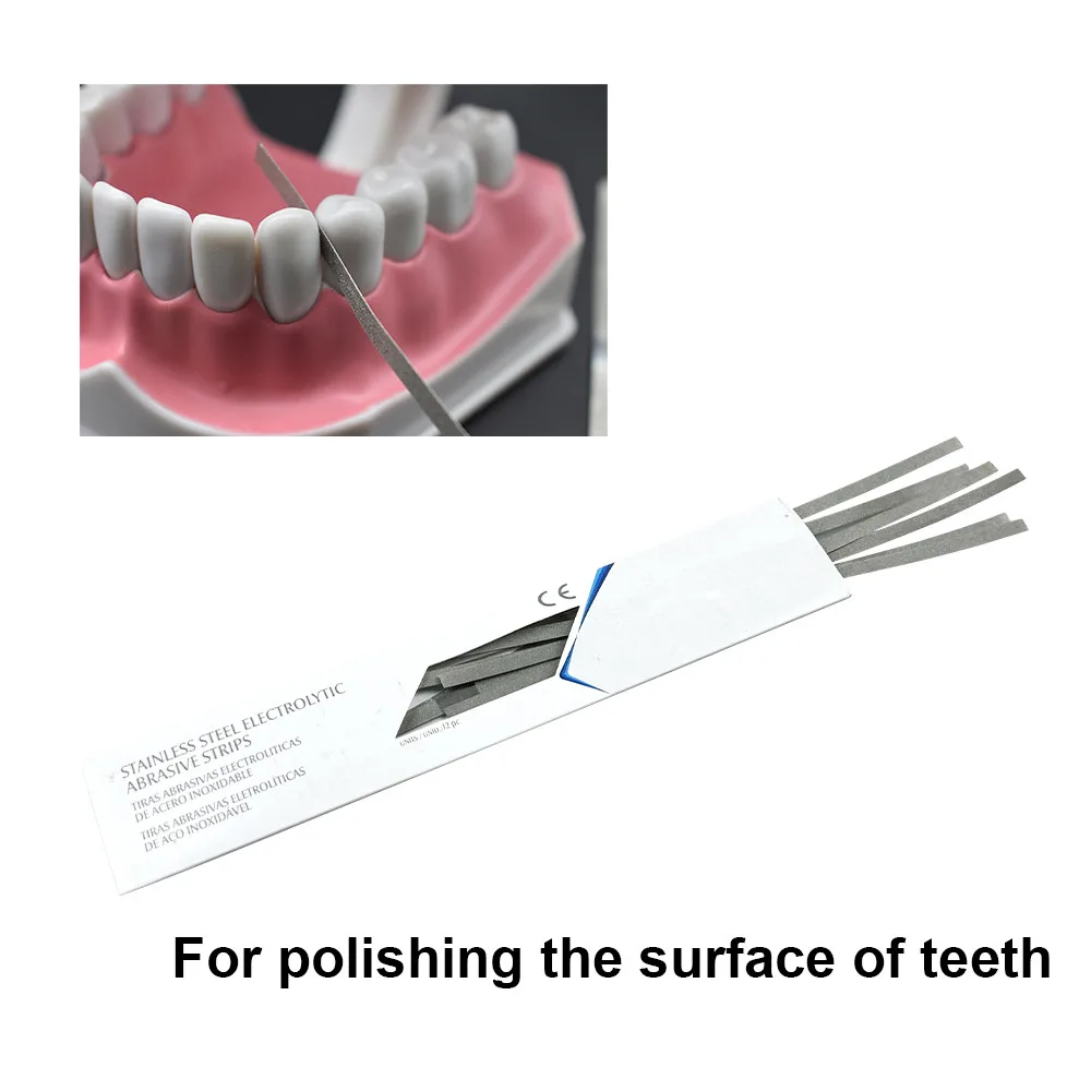

12pcs/set Dental Polishing Strips 4mm Alumina Plated Sanding Surface Abrasive Saw Stick Single Double Side Dentist Lab Materials