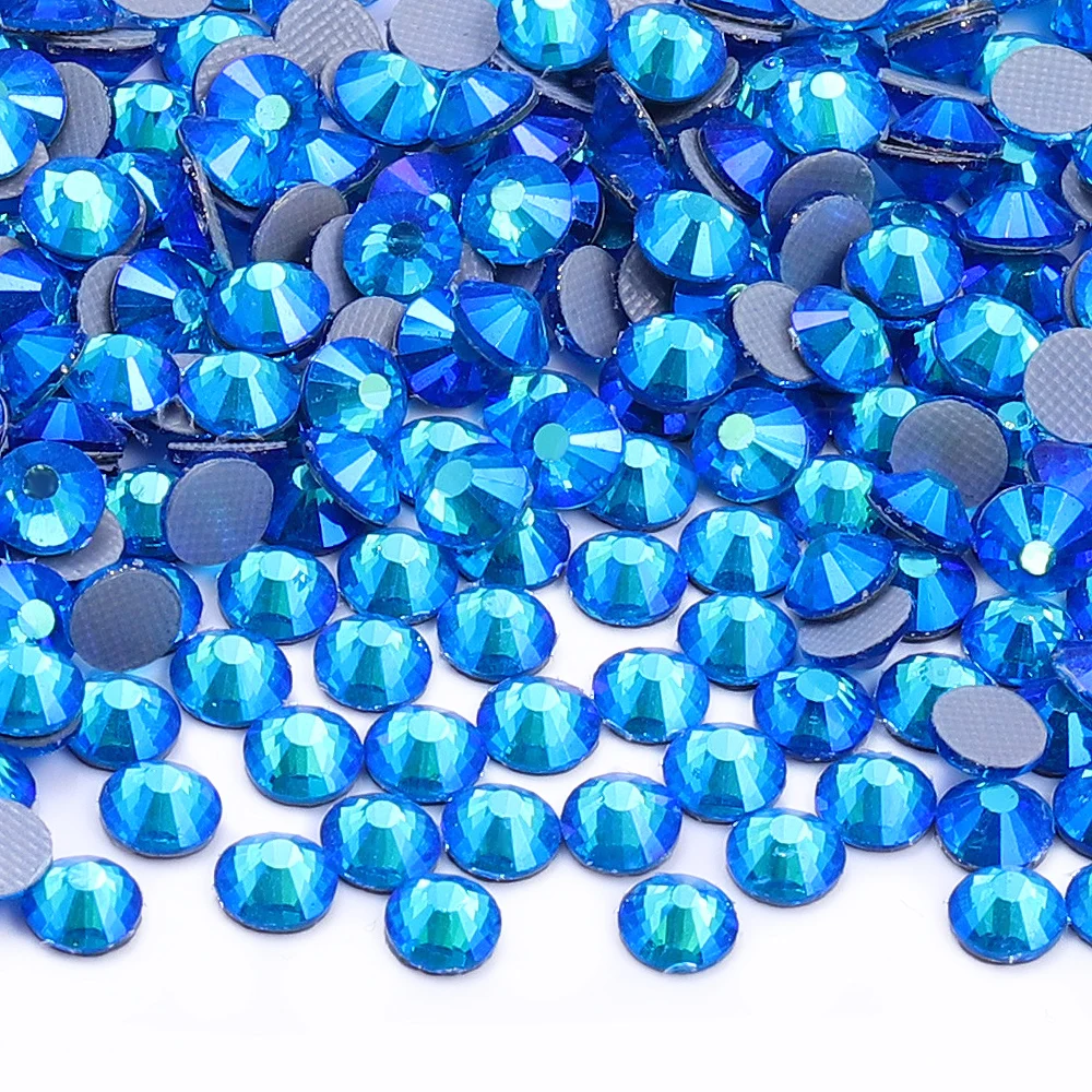 QIIY SS6-SS30 Blaue Serie Glaskristall-Strasssteine Hot-Fix Flatback Eisen auf Steinen für Hochzeitskleid Stoff Kleidung Dekoration – Detail 7