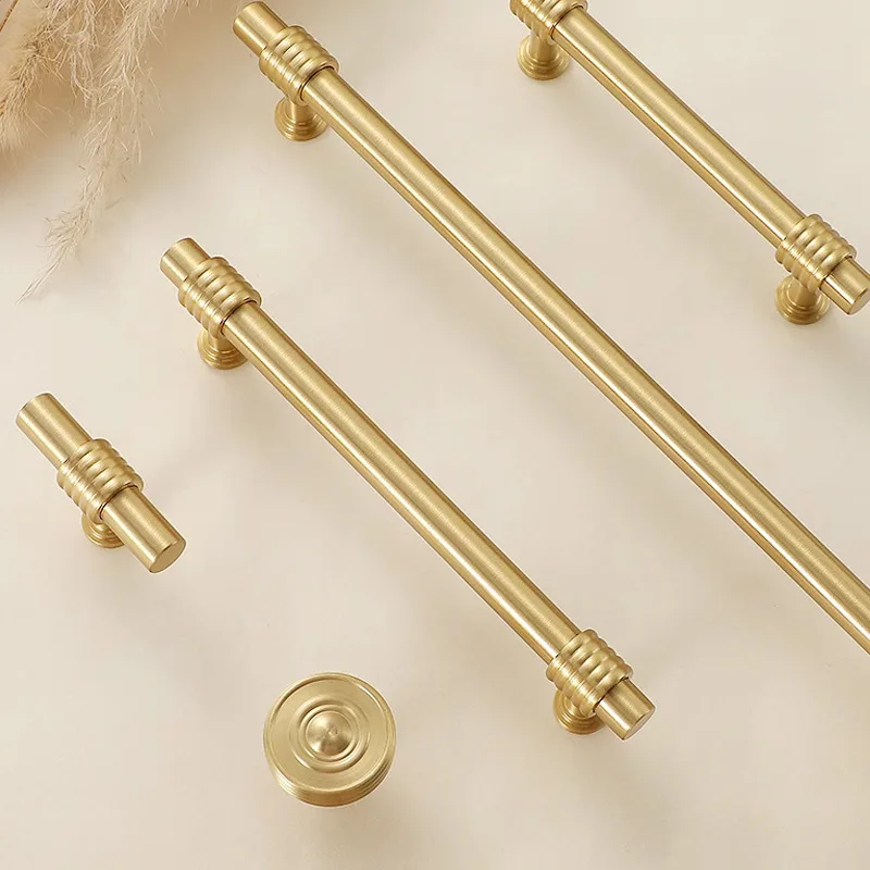 French Solid Brass Furniture Handles Golden Handles for Cabinets and Drawers Luxury Kitchen Drawer Handles Cabinet Pulls