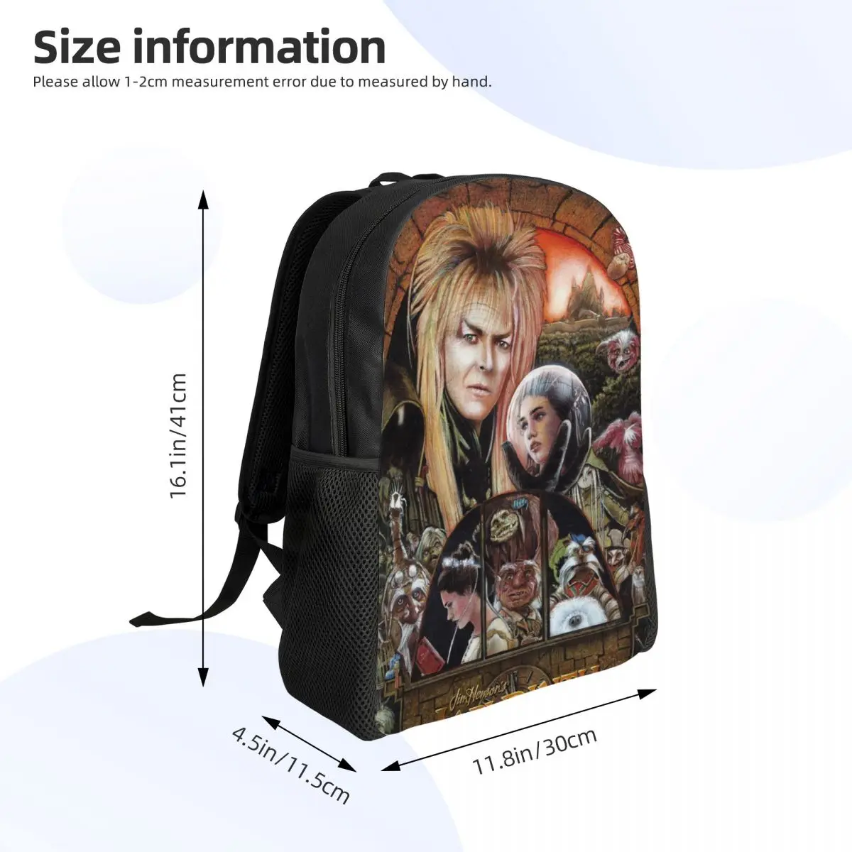 Fantasy Film labirinto zaino da viaggio donna uomo scuola Computer Bookbag Jareth The Goblin King College Student Daypack Bags