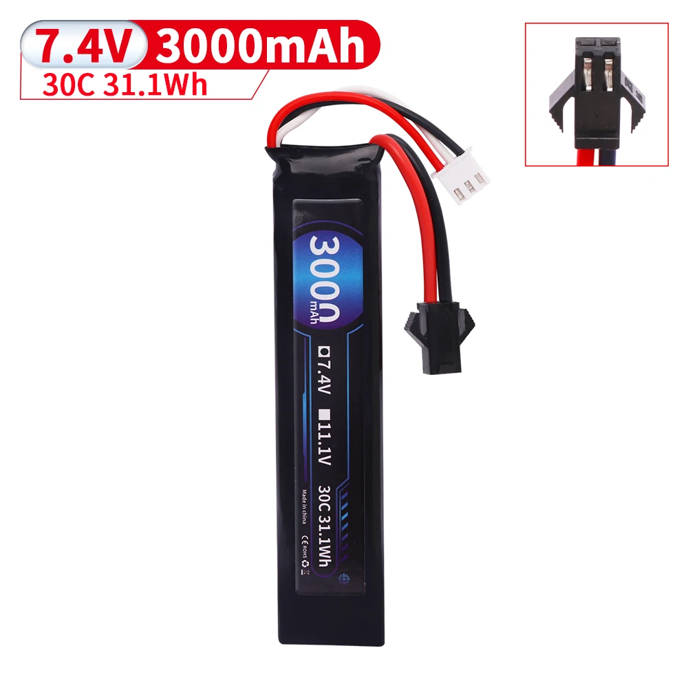 7.4V 2S 30C 452096 3000mAh LiPo battery T/TIMA/XT30/SM Plug for Airsoft BB Air Pistol Electric Toys Guns Parts