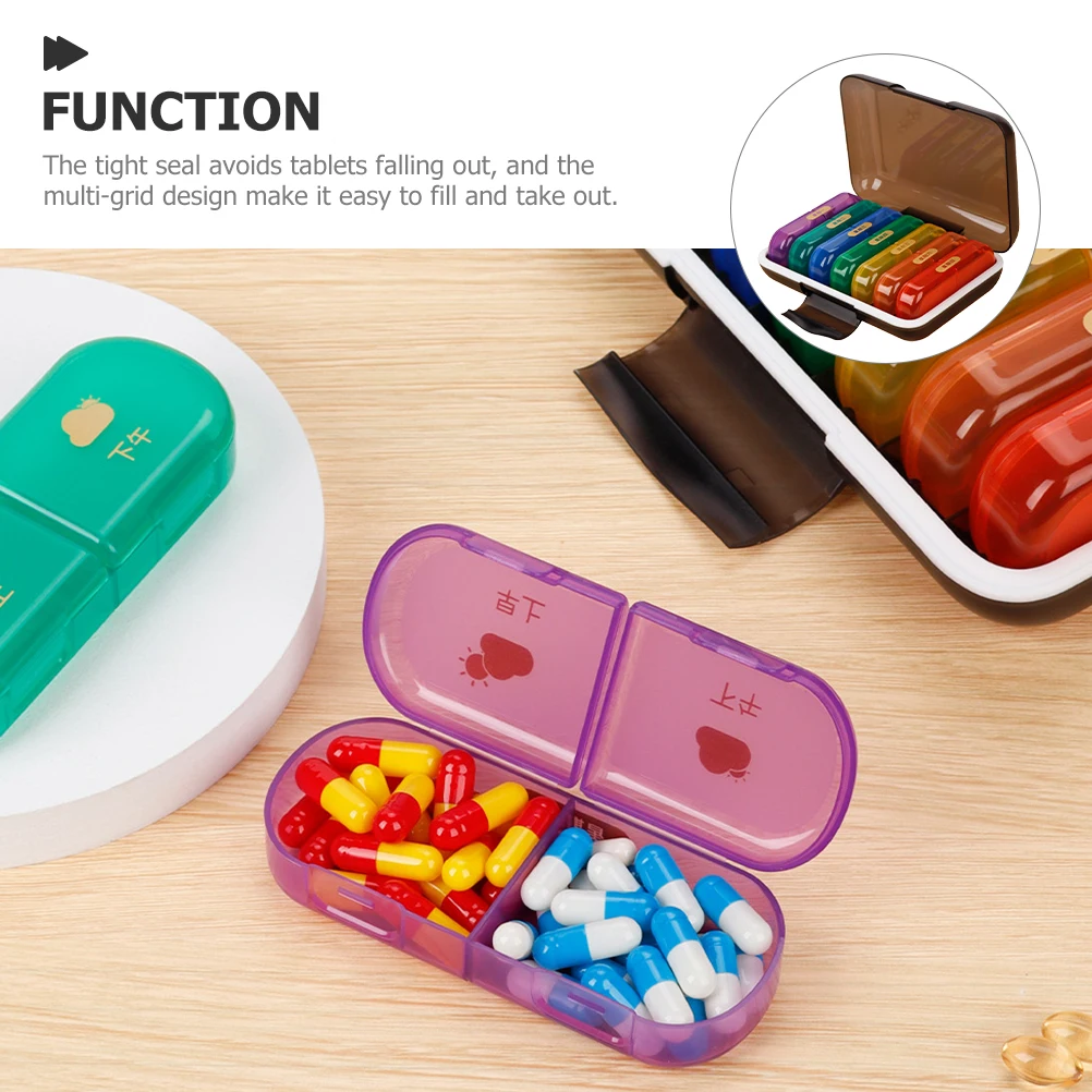 

Weekly 7 Pill ganizer Compact Medicine Box Tight Seal Portable Travel Pill ganizer Travel Case for Pills Storage Container