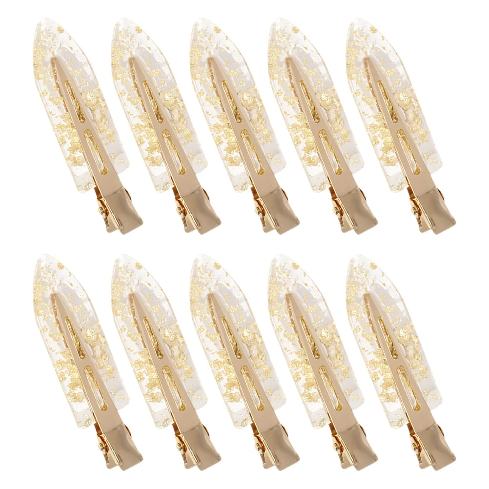 

10 Pcs Gold Leaf Glitter Hairpin Miss Girl Accessories Snap Metal Clips for Women No Crease