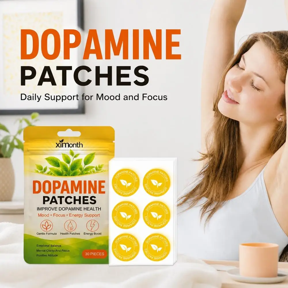 30PCS Dopamine Patches Mild Mood Support Mental Clarity Focus Energy Long Lasting Daily Work Study Body Care