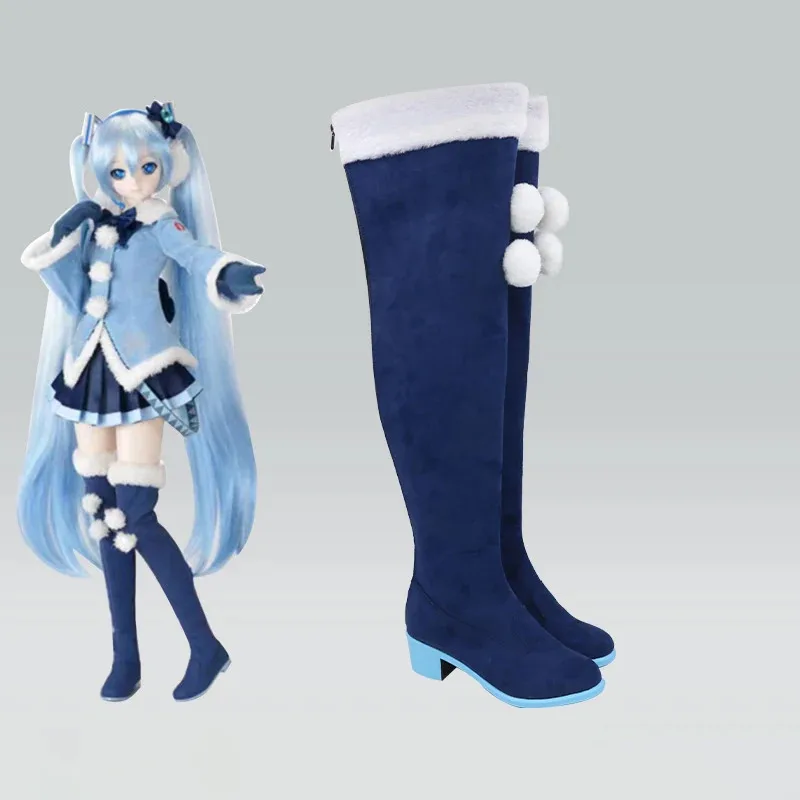 Snow Miku 20012 zapatos de Cosplay botas mujeres tenga en cuenta la altura del zapato y la circunferencia de la pierna al realizar el pedido mj:3