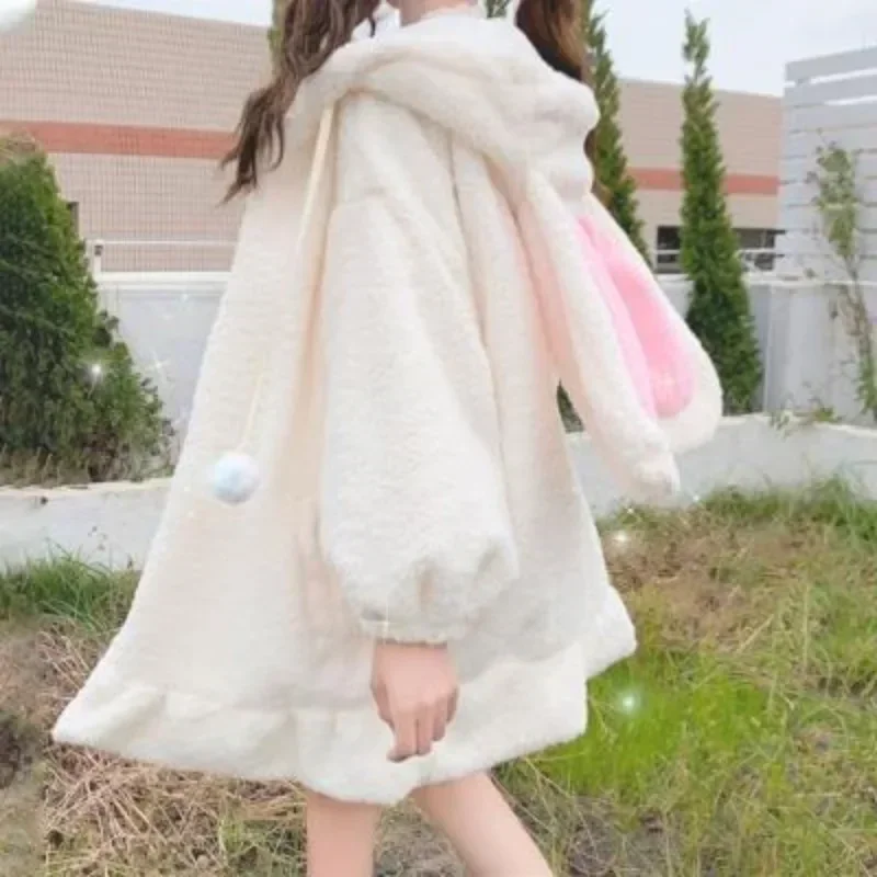 

Autumn Winter New Cute Rabbit Ears Warm Women's Hooded Japanese Korean Fashion Loose Casual Hoodies Sweatshirt Y2k Streetwear