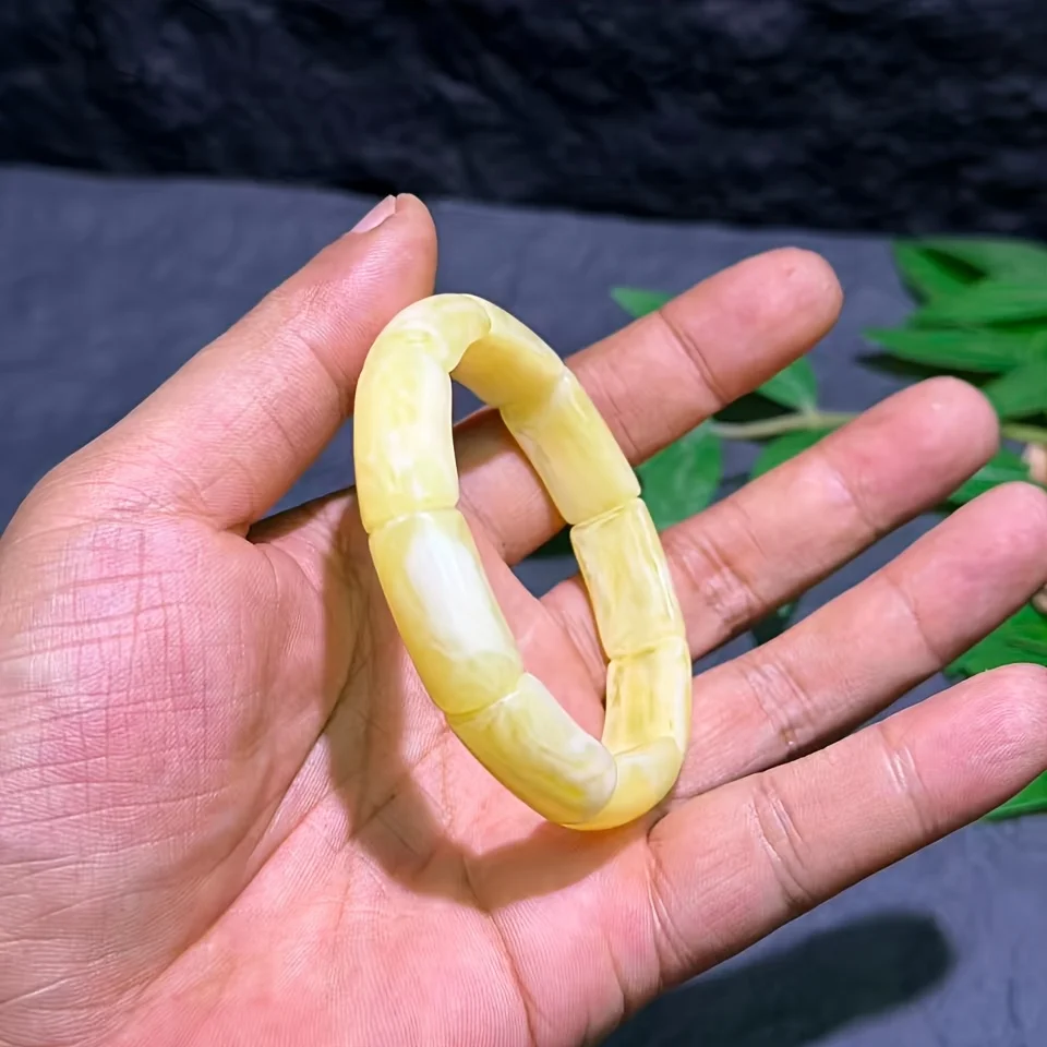 White flower beeswax hand row amber bracelet beeswax women's single circle beige bracelet