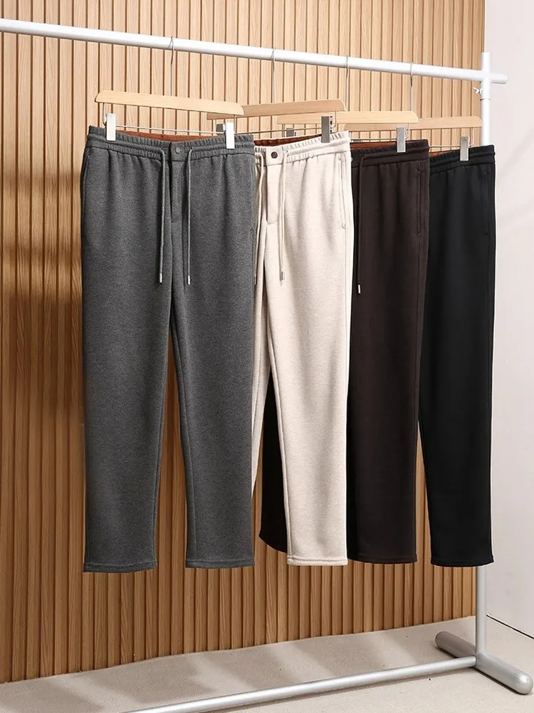 

Мужские комфортные повседневные брюки Zhome из ацетатного кашемира, осенне-зимние, прямого кроя, класса люкс, винтажные, для состоятельных мужчин