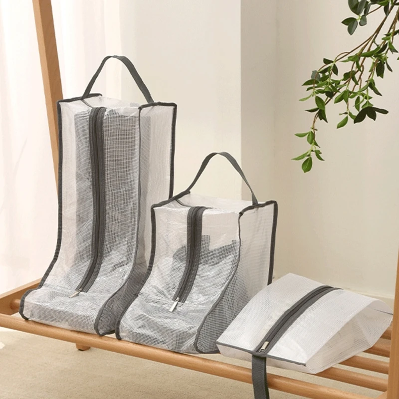 PVC Boot Bags Dust Protector Shoes Bag Rubber Boot Bag With Clear Viewing Panel High Boot Storage Set Of 2