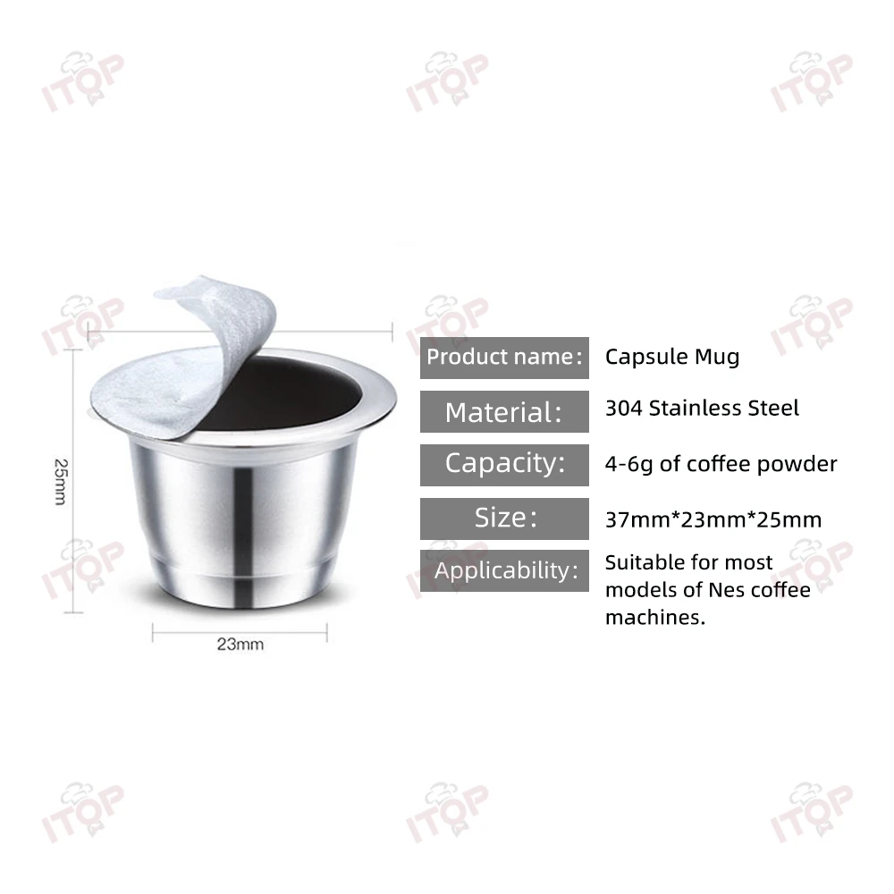 ITOP Espresso Coffee Capsules Set Reusable & Refillable Coffee Pods Compatible with Most Coffee Machines