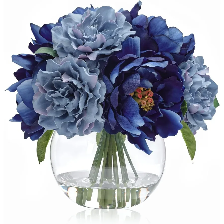 

Artificial Flowers in Vase Artificial Peonies for Vase with Faux Water Silk Fake Flower Arrangements for Fall Winter Wedding Ho
