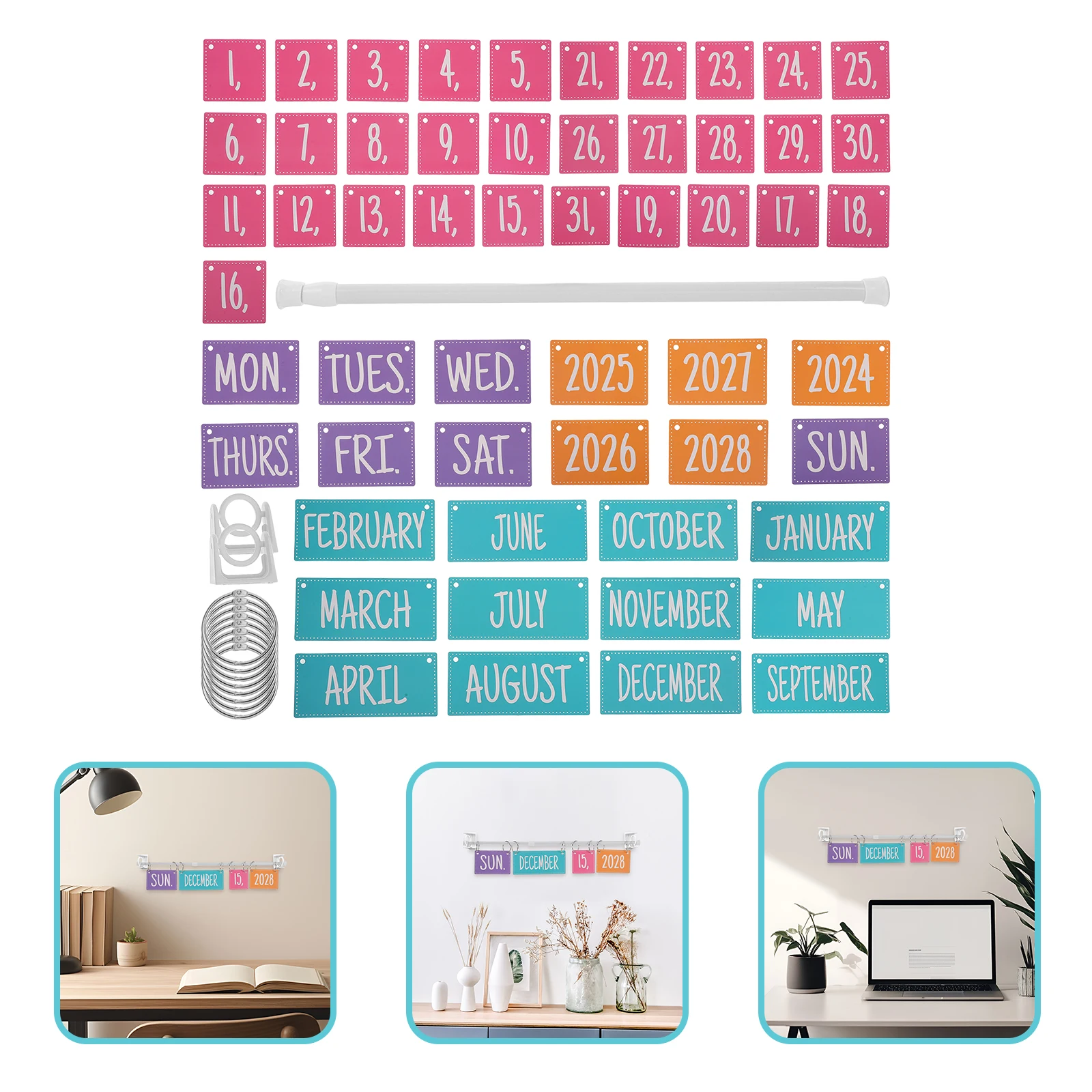 

2024 2028 Calendar Card Classroom Kids Bulletin Board Set Colorful Days Week Poster Block Desk Easy Install