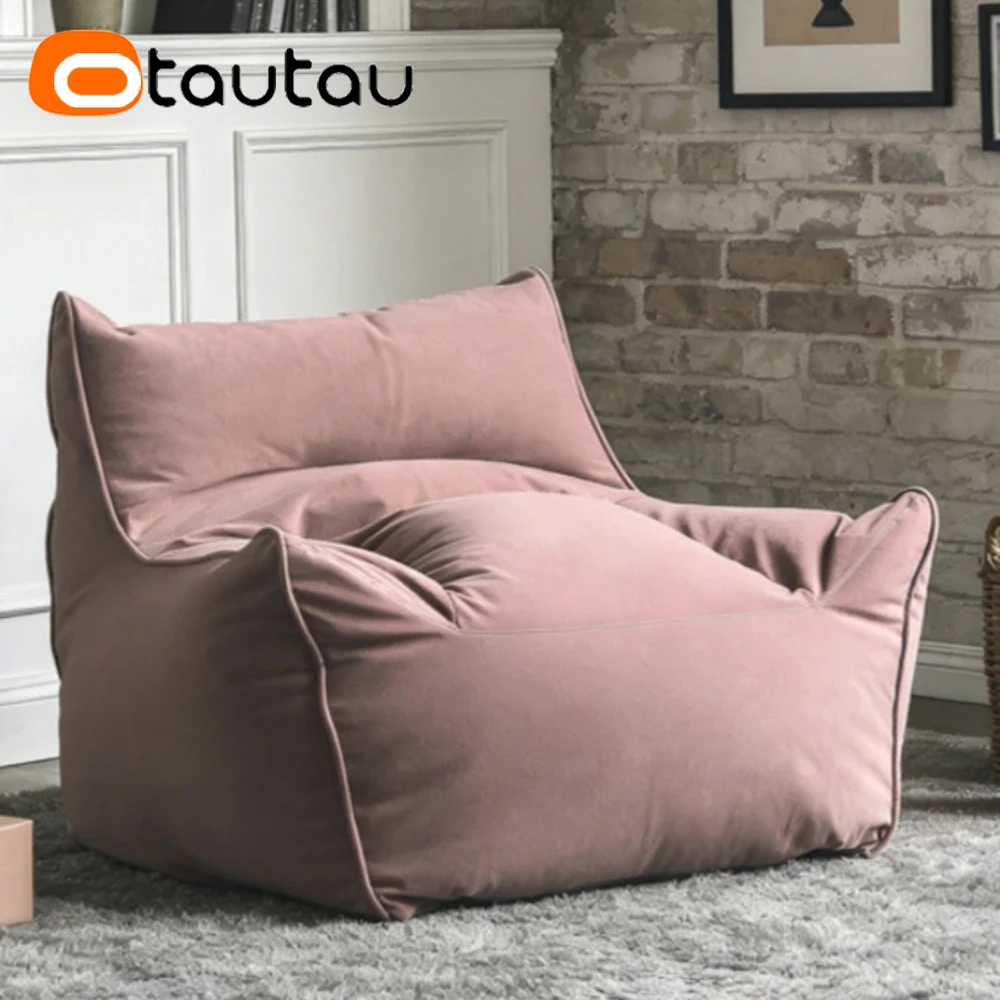 OTAUTAU Thick Soft Velvet  Bean Bag Cover Armchair Pouf SF432【No Filler Inside! You Need To Buy Filler By Yourself !】
