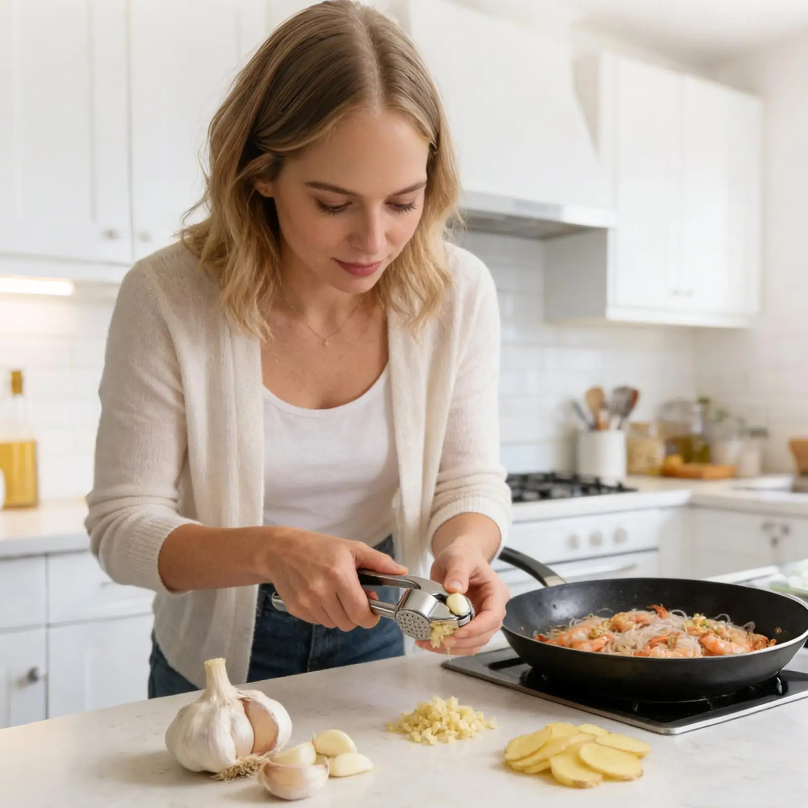 1 unidade Espremedor de Alho Lavável, Triturador de Alho, Espremedor de Gengibre, Amassador de Alho, Picador de Alho, Descascador de Alho, Utensílios de Cozinha