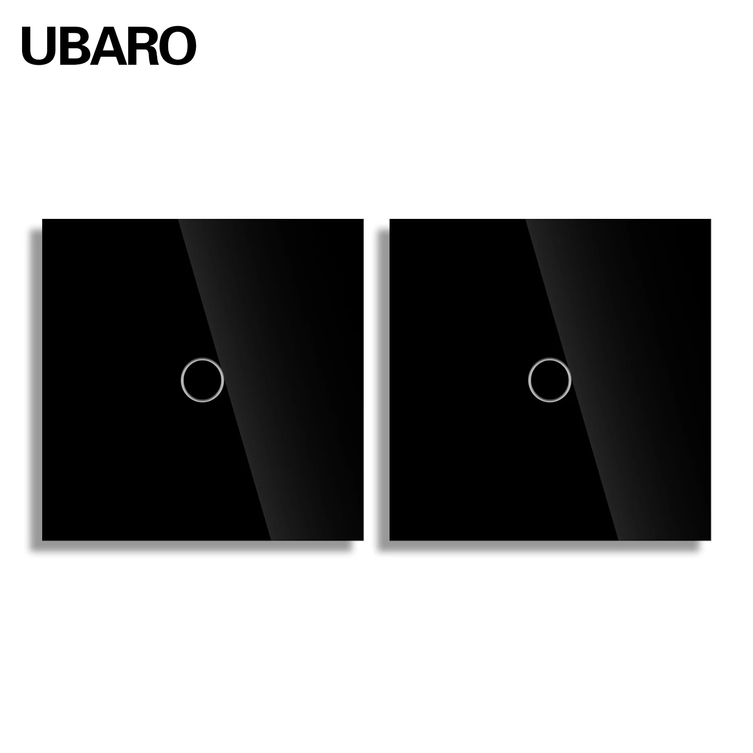 UBARO Eu/UK 86*86mm 1Gang 2Way Dual Touch Schakelaar Gehard Glazen Paneel Trap schakelaar Slaapkamer Sensor Schakelaars Kruis Geen WIFI nodig