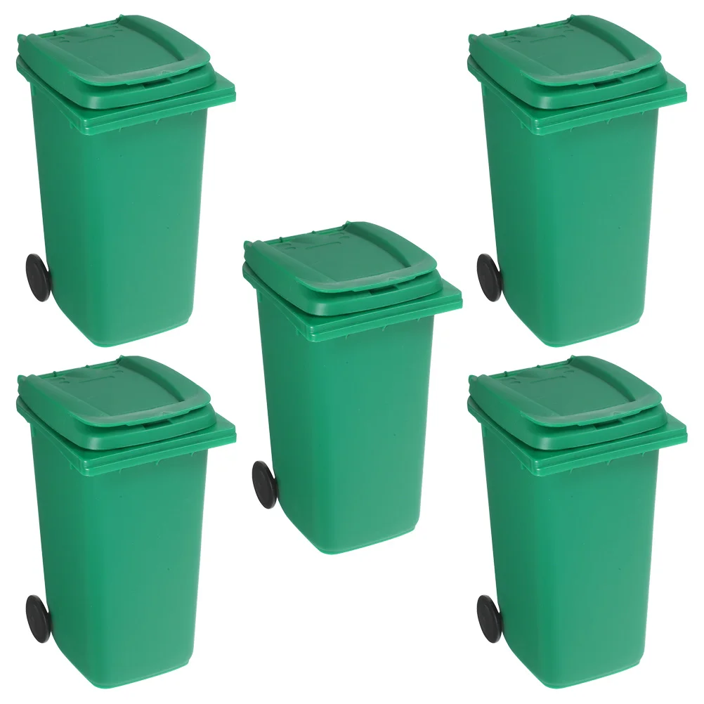 

5 Pcs Trash Can Garbage Desk Bucket Mini Tabletop Desktop Waste with Cover Miniature Bin