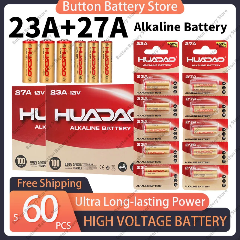بطارية قلوية 12 فولت 23 أمبير 27 أمبير، طاقة طويلة الأمد، مجموعة 5-60 قطعة لألعاب جرس الباب عن بعد، مرآب المصباح، A23 E23A K23A L1028