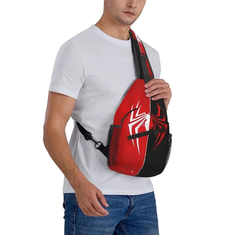 حقيبة ظهر Spider Man Sling Crossbody للرجال حقيبة كتف مخصصة للسفر والتنزه سيرًا على الأقدام