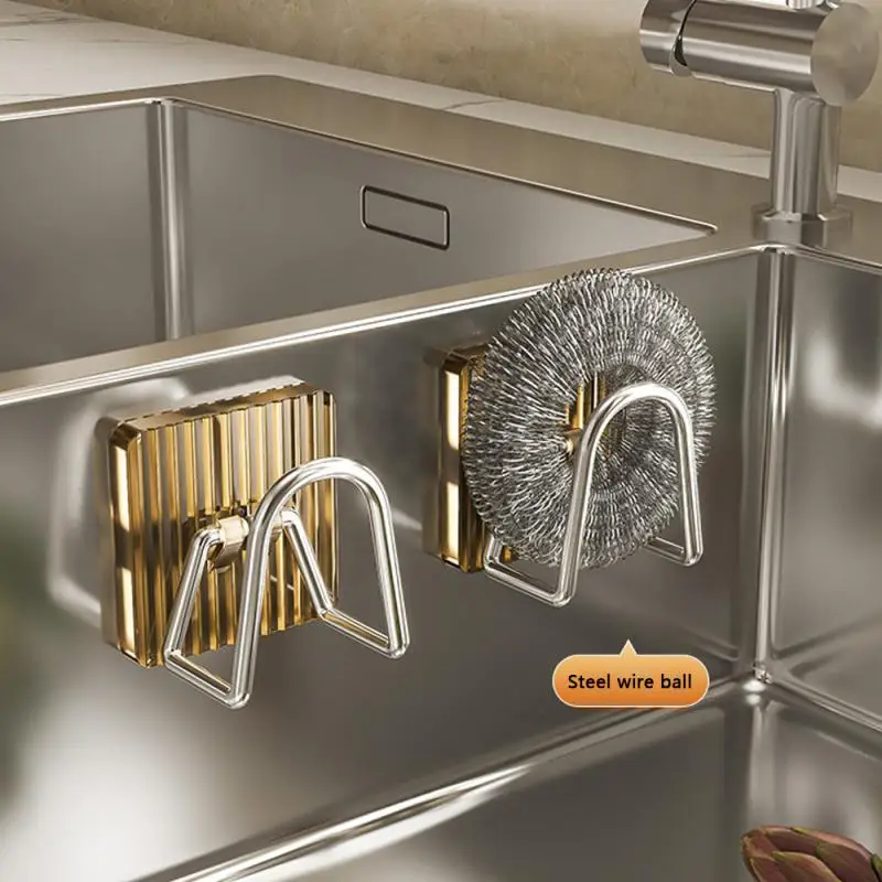 Sponge Drain Holder No Punching Stainless Steel Sink Wall Rack Multifunctional Home Kitchen Storage Holders