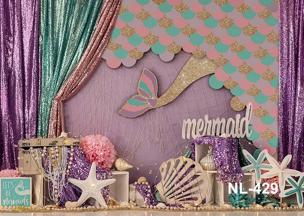 Bluey syrenka Baby Shower 1 urodziny tło do fotografii podwodnego świata portret zdjęcie tło dziecko Studio fotograficzne