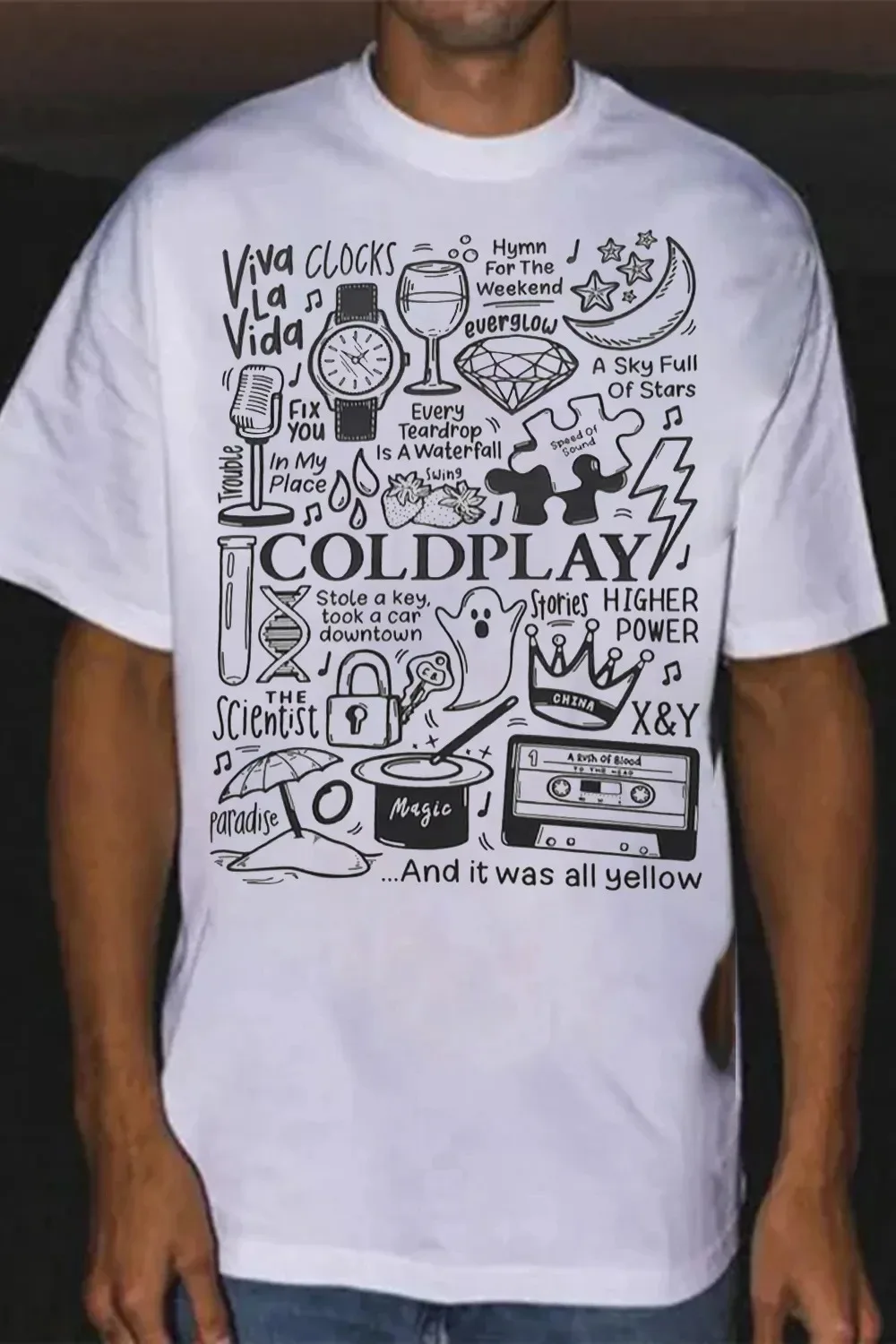 Coldplay Limited Edition T-Shirt, Unisex Pure Cotton Summer Crew Neck Loose Casual Neutral Fashion Short Sleeve Top T-shirts