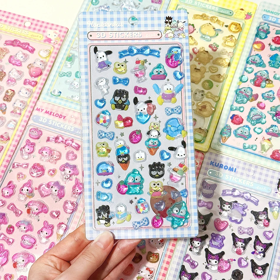 * Lindos pegatinas 3D Sanrio Sanrio Kuromi Pochacco Hellokitty My Melody Cinnamoroll Hangyodon decoración pegatinas de regalos de cumpleaños!