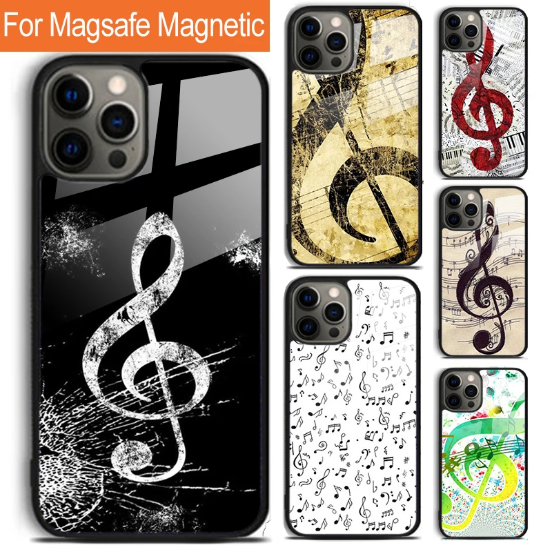 Treble Clef Music Note Phone Case For iPhone 16 15 14 13 12 11 Pro Max Plus Magsafe Magnetic Wireless Charging Cover