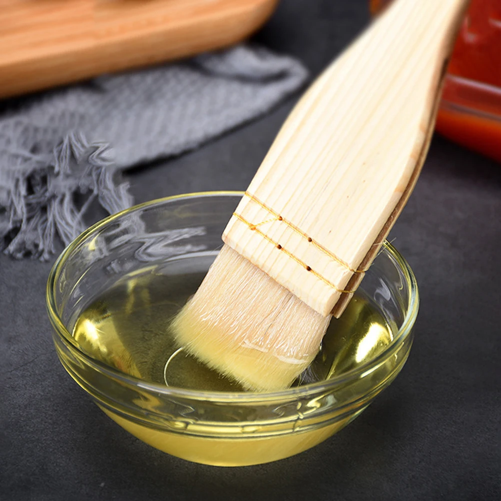 

3pcs Brush Kitchen Oil Tools BBQ Oil Brush For Barbecue Baking Pastry Wooden H Durable Food Grade Safe Grilling Cooking