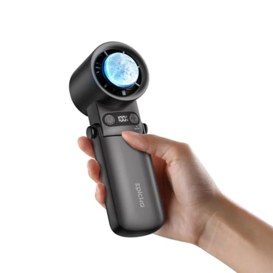 

Portable Handheld Fan with Ice Cooler - 25H Runtime, Rechargeable 6800mAh Personal Turbo Fan with Power Bank, Fast Charging, 0-