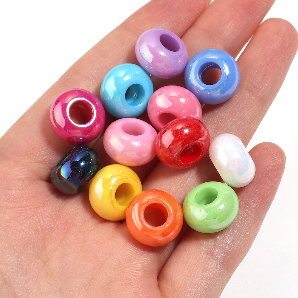 50 Stück/Set UV-Farbige Großloch-Acrylperlen in Radform Lose Abstandsperlen für Schmuckherstellung DIY Armband Halskette Zubehör – Detail 5
