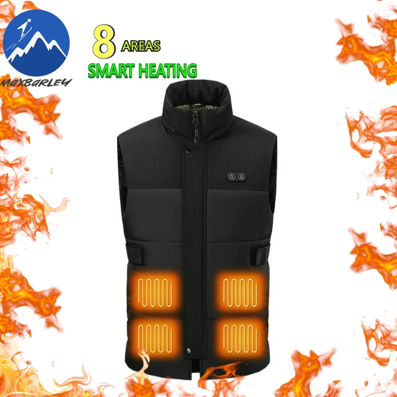 

USB Heated Padding Vest Jackets Man Winter 8 Areas Heating Warm Coat Ski Thermal Puffer Sleeveless Waistcoat 8xl Men Clothing