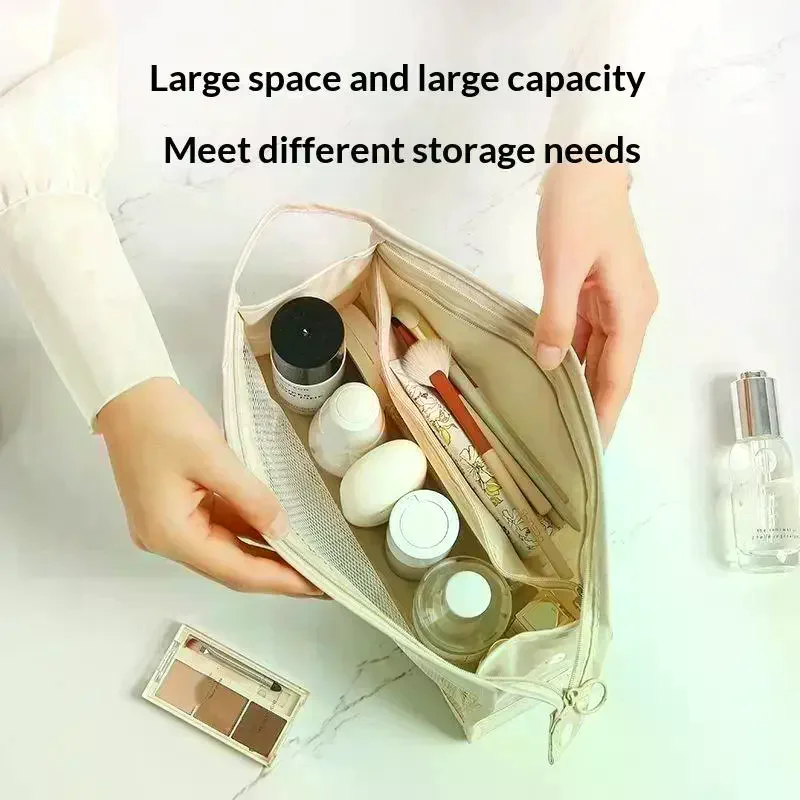 Waterproof Mesh Storage Bags Clear Window Zipper Closure Perfect For Travel Toiletry Stationery Organizing