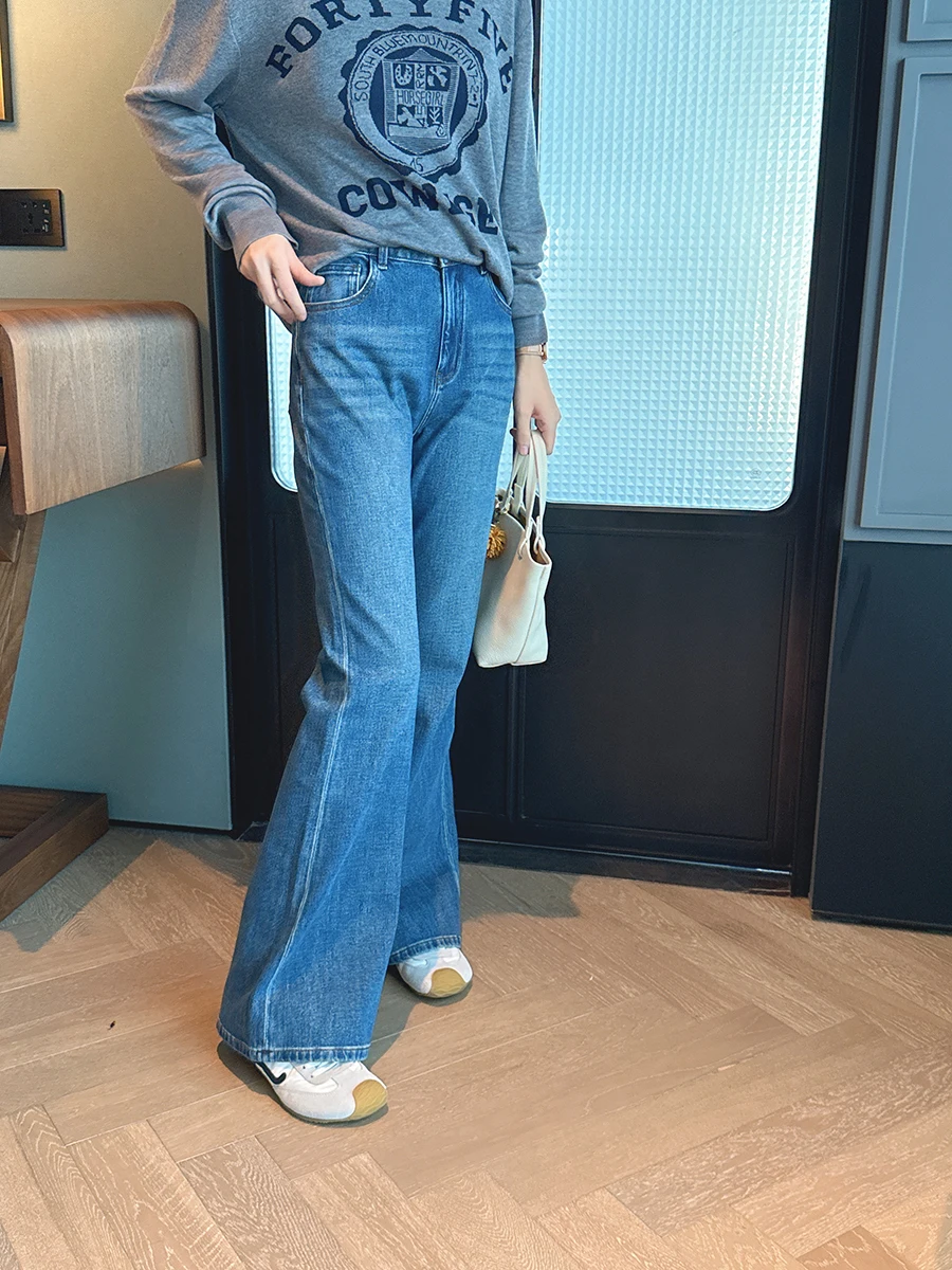 

Джинсы-клеш Gold Ratio Slim Fit из комфортного эластичного материала (4-way stretch) без застежек, с завышенной талией, повседневные, женские